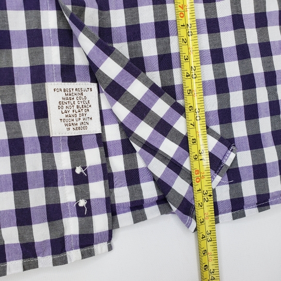 Peter Millar XL Cotton Purple & Black Check Button Down Long Sleeve Shirt Men's - Picture 6 of 9